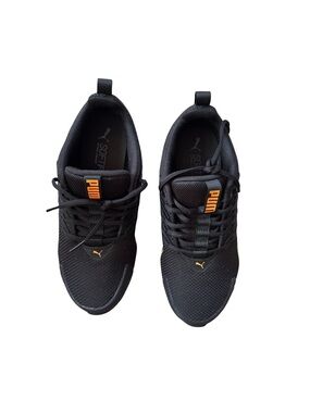 Puma Kids Black Athletic Sneakers with Orange Accents Size 6